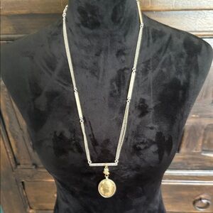 Lucky Brand silver chain with gold pendant